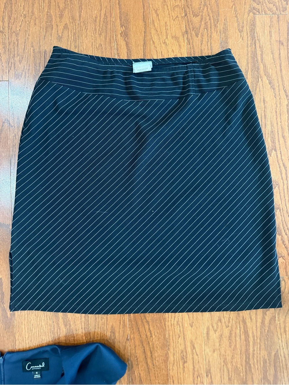 Fashion Bug Black Pencil Skirt with White Pinstripes